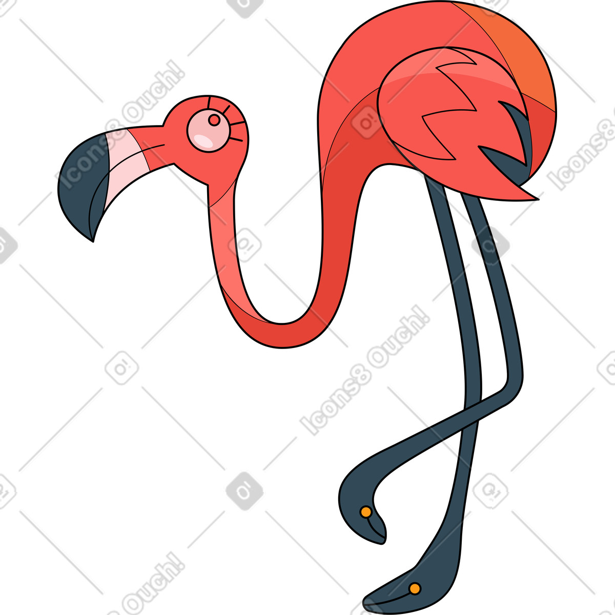 Ilustração de Flamingo em no estilo Surr para baixar em PNG, SVG