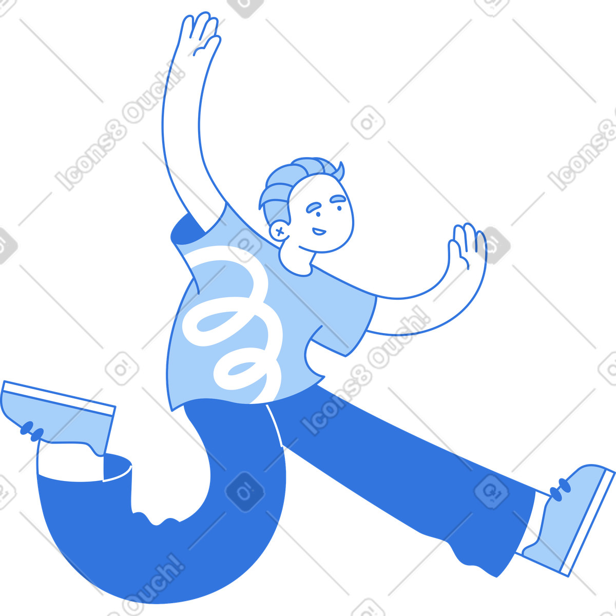 Ilustración Hombre feliz saltando en estilo Sky a descargar en PNG y SVG