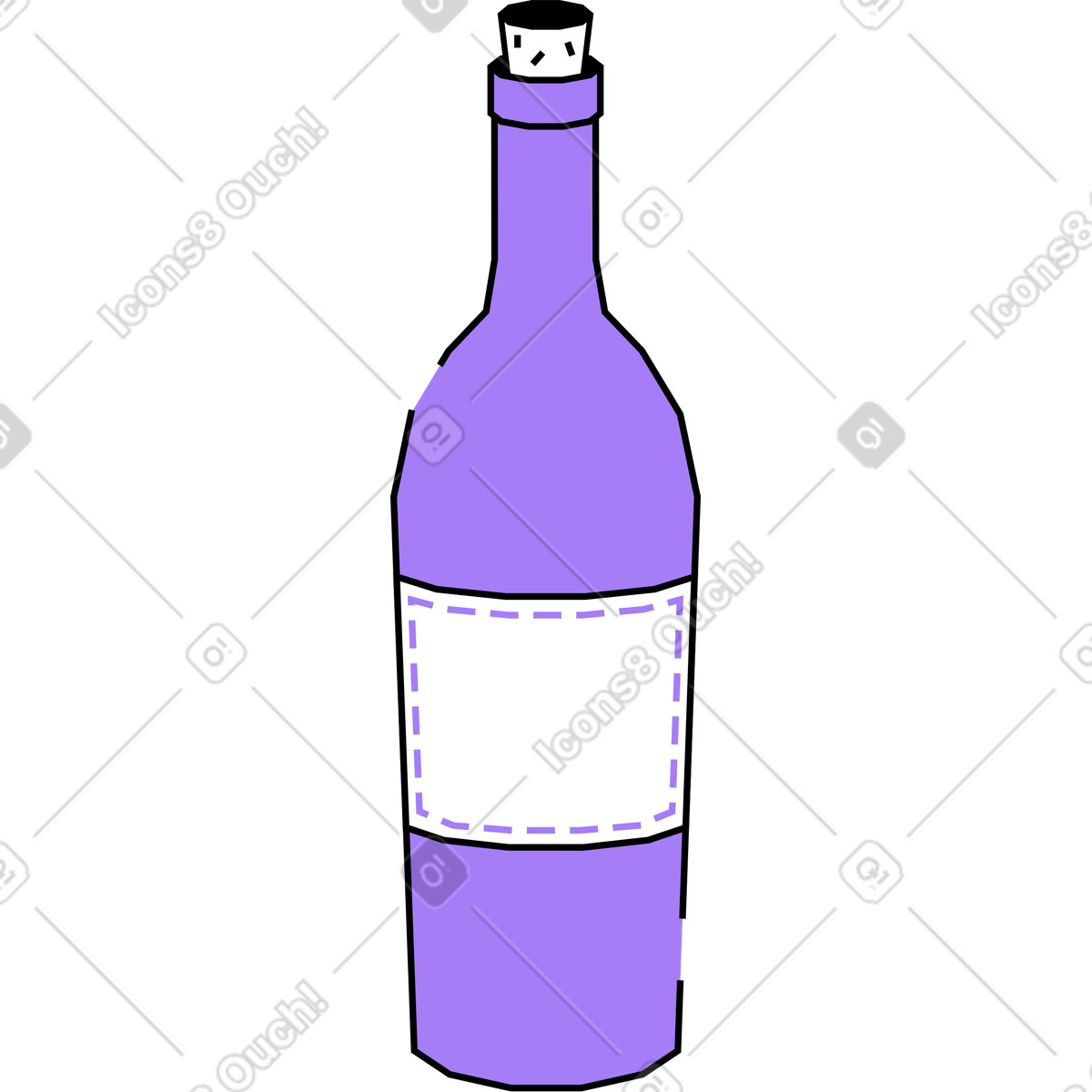 Bottiglia di vino illustrazione in stile Amethyst scarica in PNG, SVG