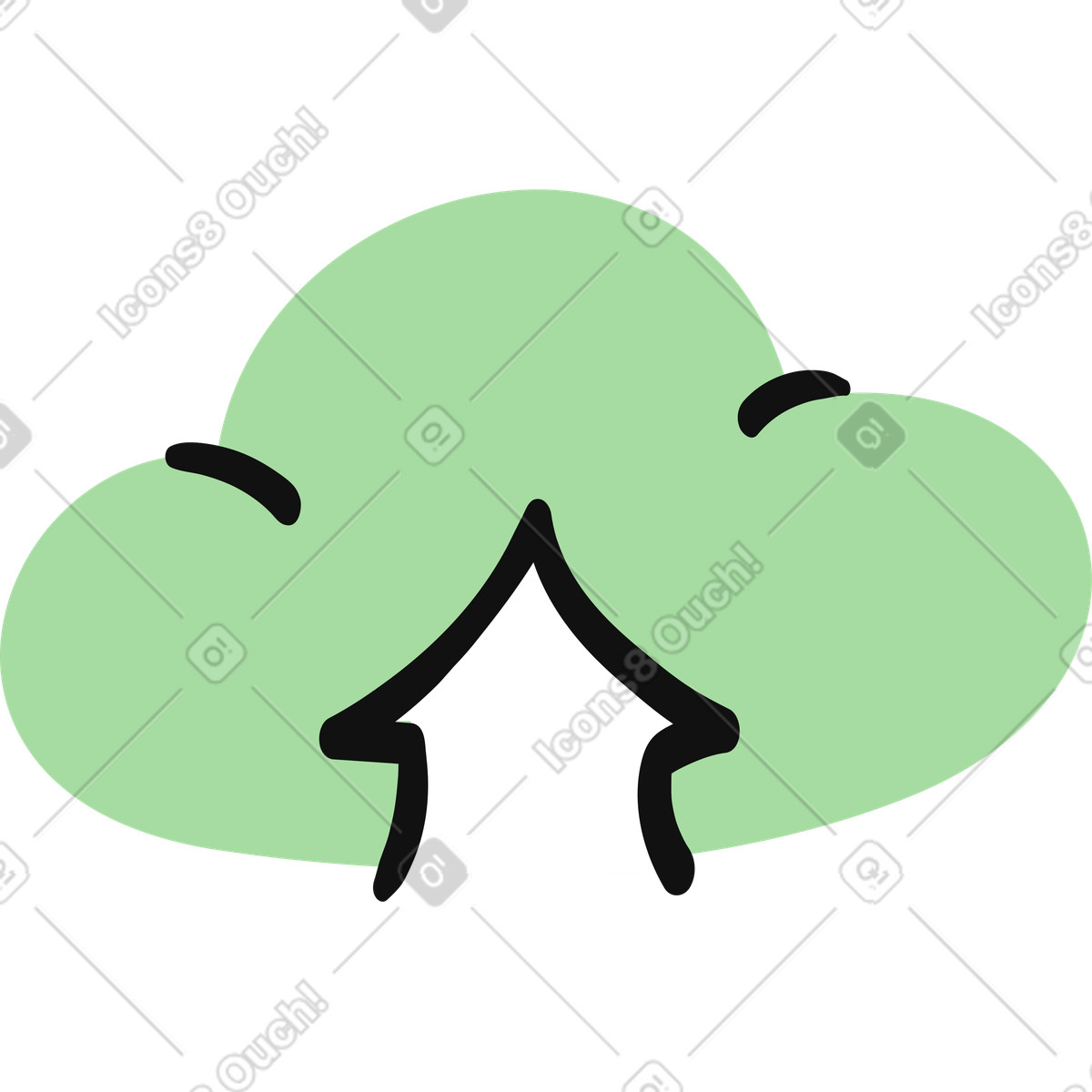 Ilustración Cloud upload arrow symbol for online storage and data backup en estilo Organic a descargar en PNG y SVG