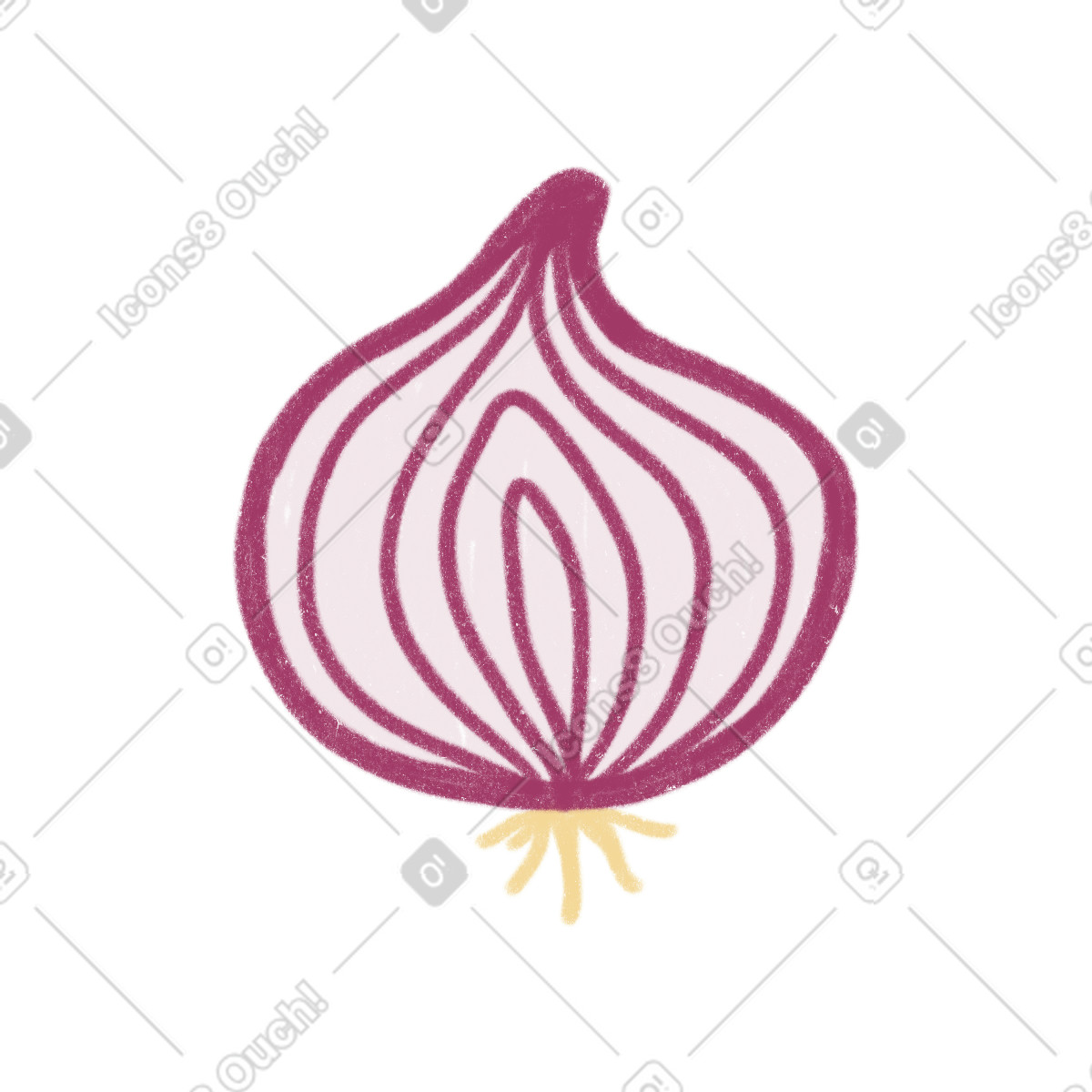 Ilustración Onion half en estilo Cozy a descargar en PNG y SVG