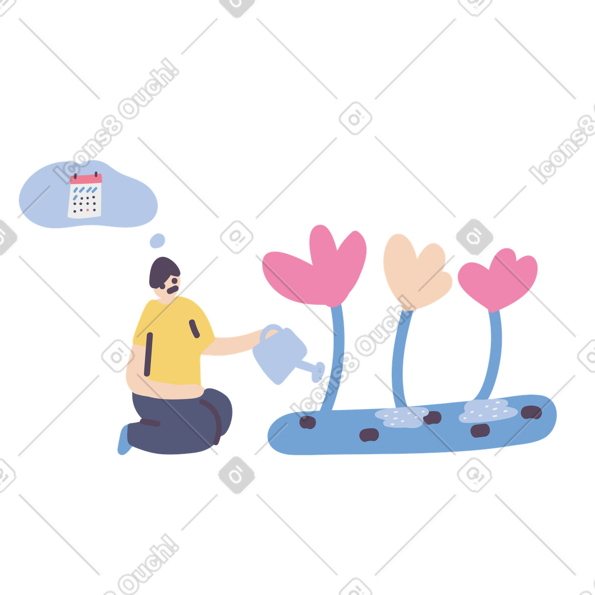 Es ist zeit, die blumen zu gießen-Illustration im Pluto-Stil als Download in PNG, SVG