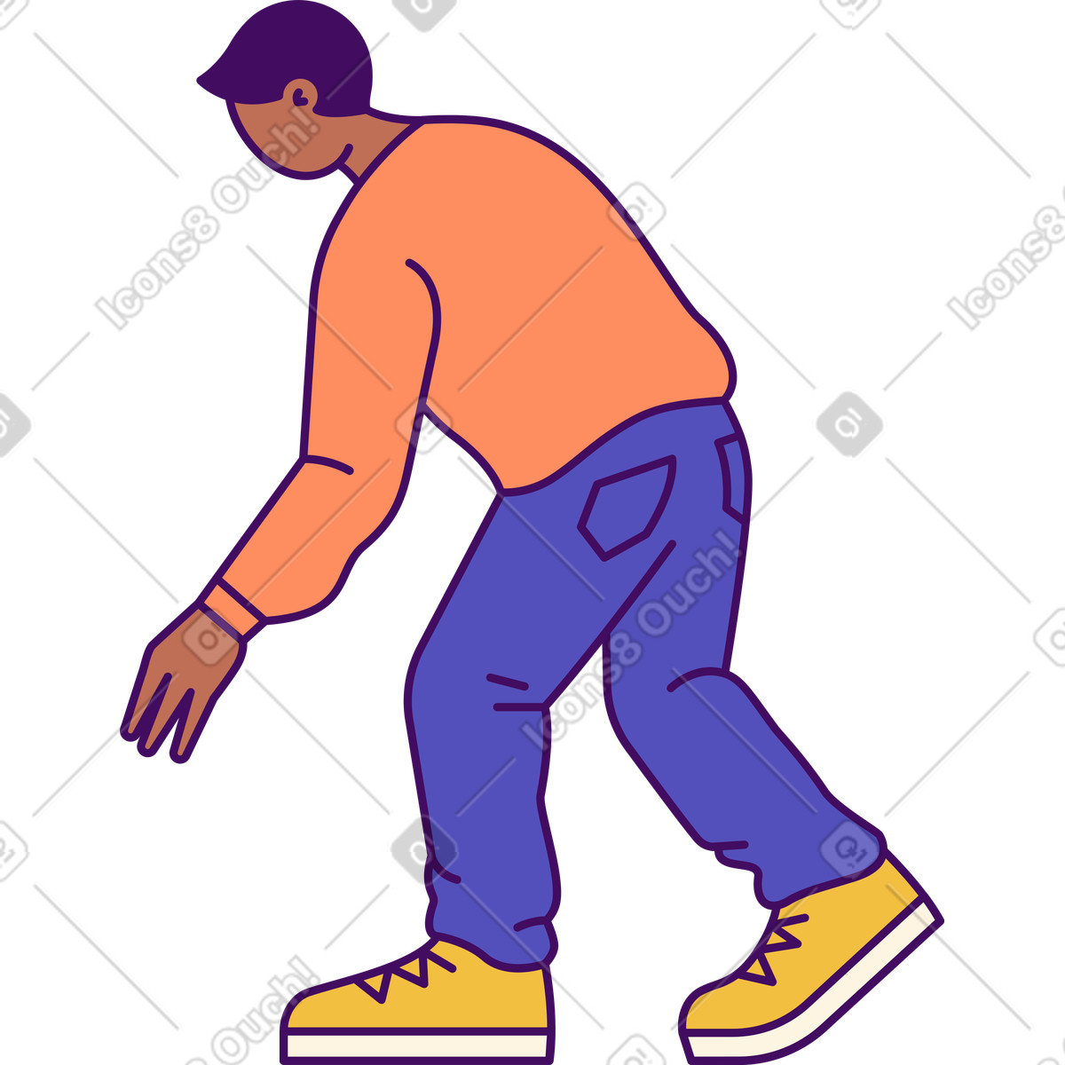 Young man leaning forward illustration in Simplistic style download in PNG, SVG