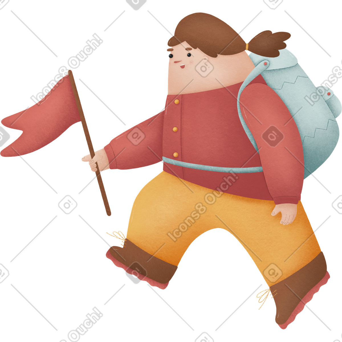 Girl illustration in Woolly style download in PNG, SVG
