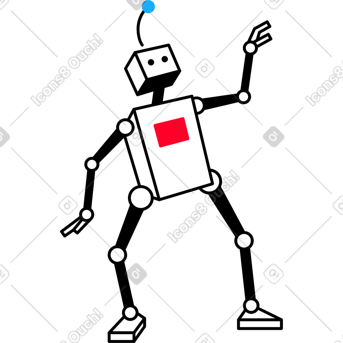 Illustration animée Robot dans le style Transistor à télécharger aux formats GIF, Lottie (JSON), AE