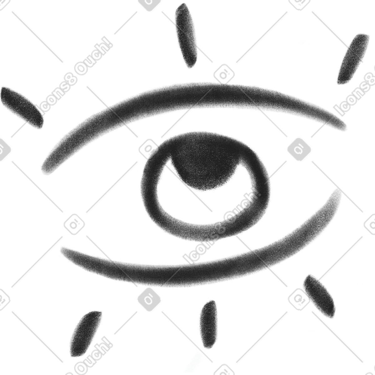 Doodle スタイルの Black open eye のイラストをPNG、SVG形式でダウンロード