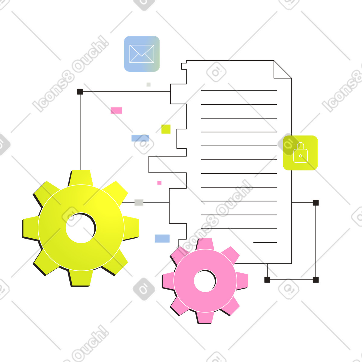 Ilustración Gestión documental y organización de archivos en estilo Like a descargar en PNG SVG