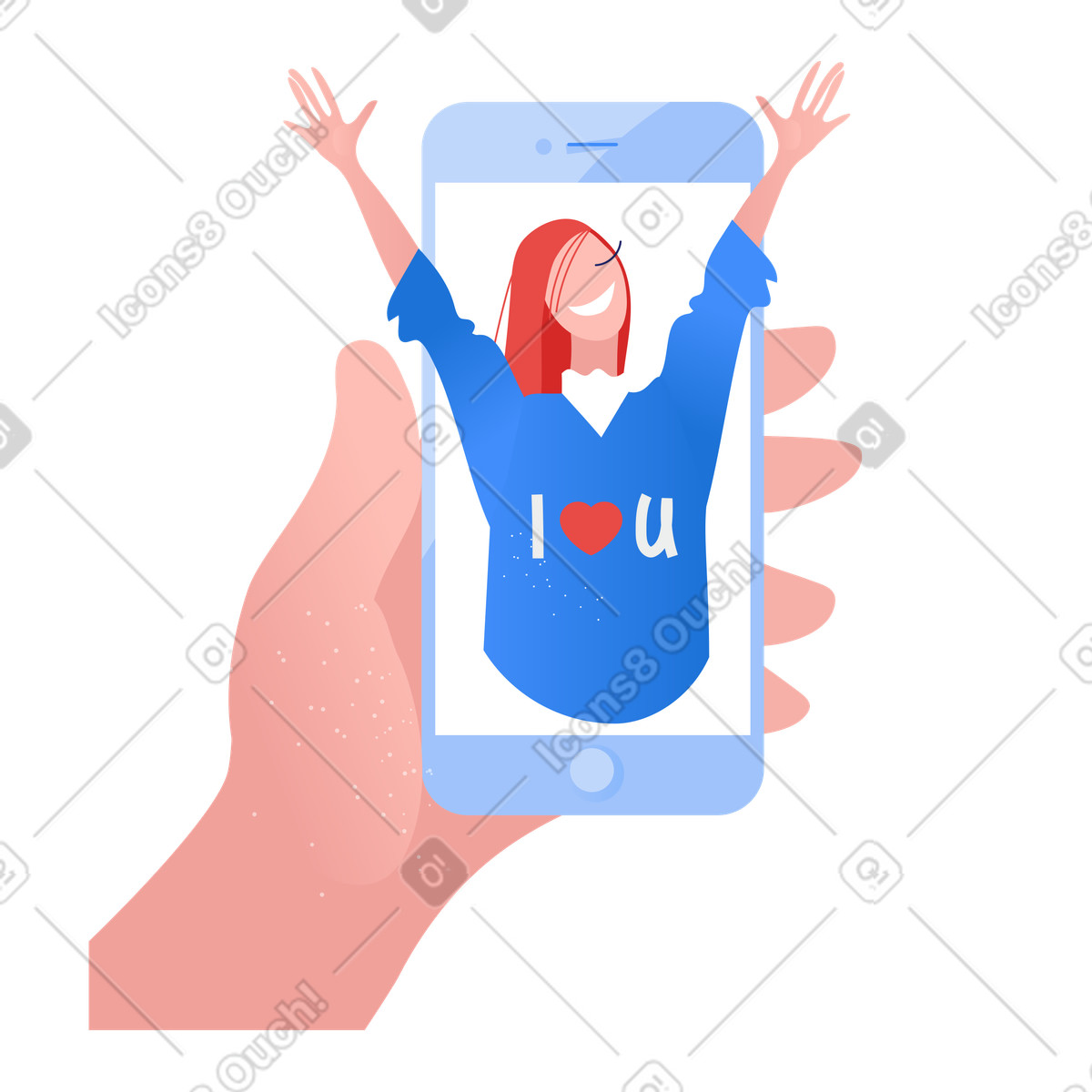 Ilustración Camiseta "te amo" en estilo Clip a descargar en PNG y SVG