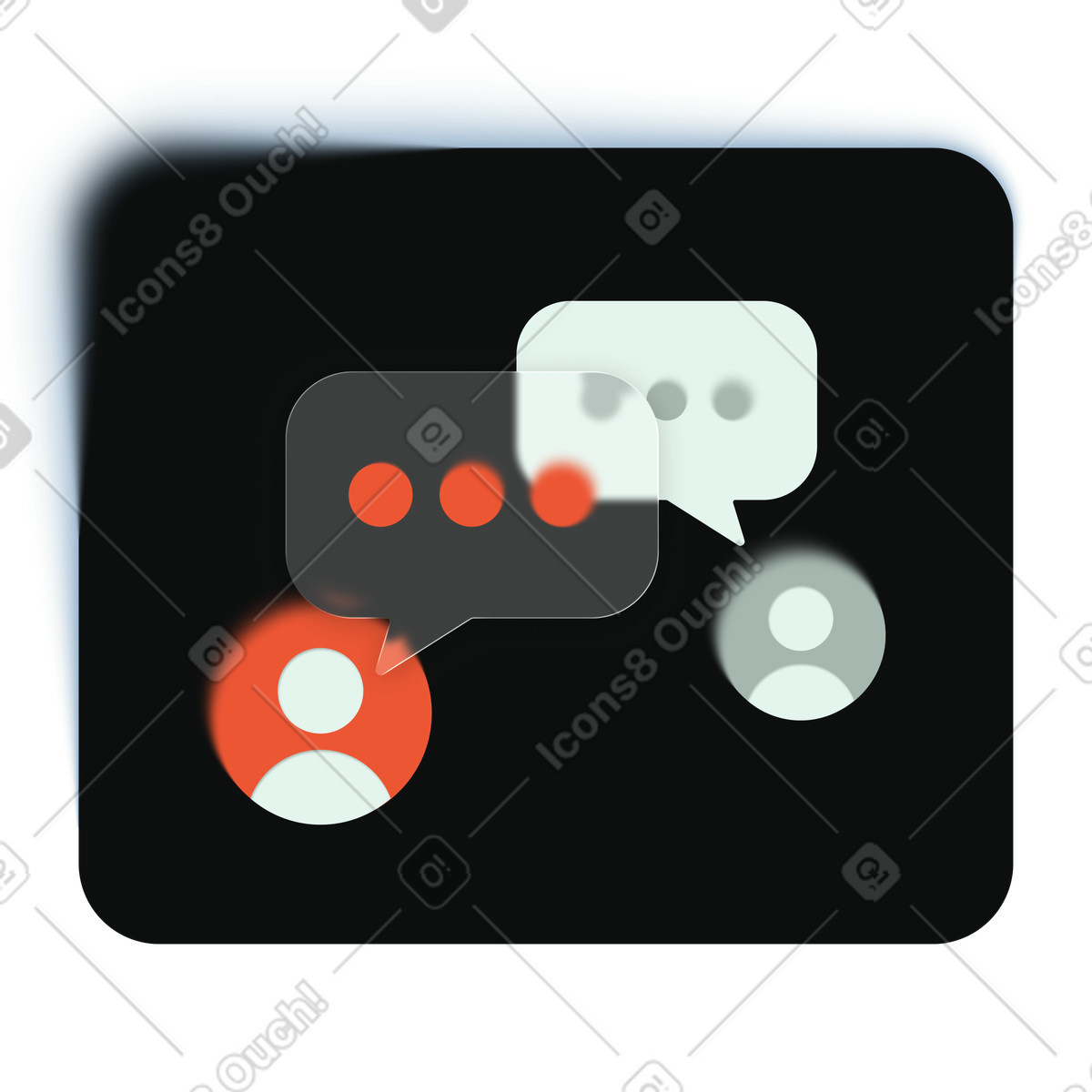Online chat interface with avatars and speech bubbles, Customer support messaging illustration in Void style download in PNG, SVG