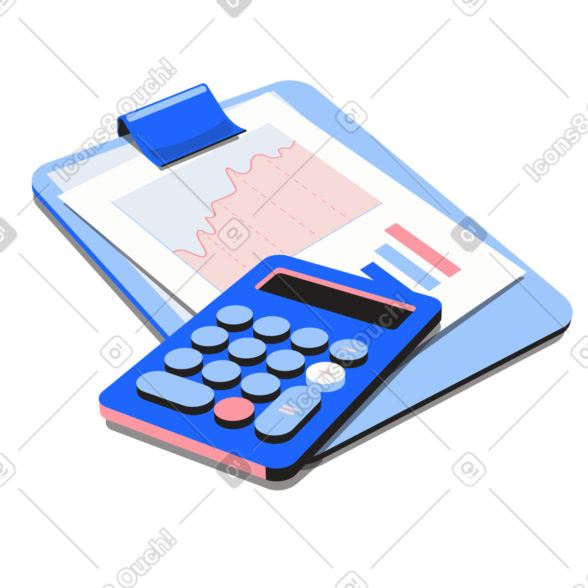 Report con indicatori finanziari crescita e calcolatrice illustrazione in stile Editorial scarica in PNG, SVG