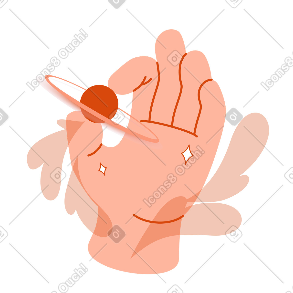 Orange スタイルの Science and innovation with palm holding planet のイラストをPNG、SVG形式でダウンロード
