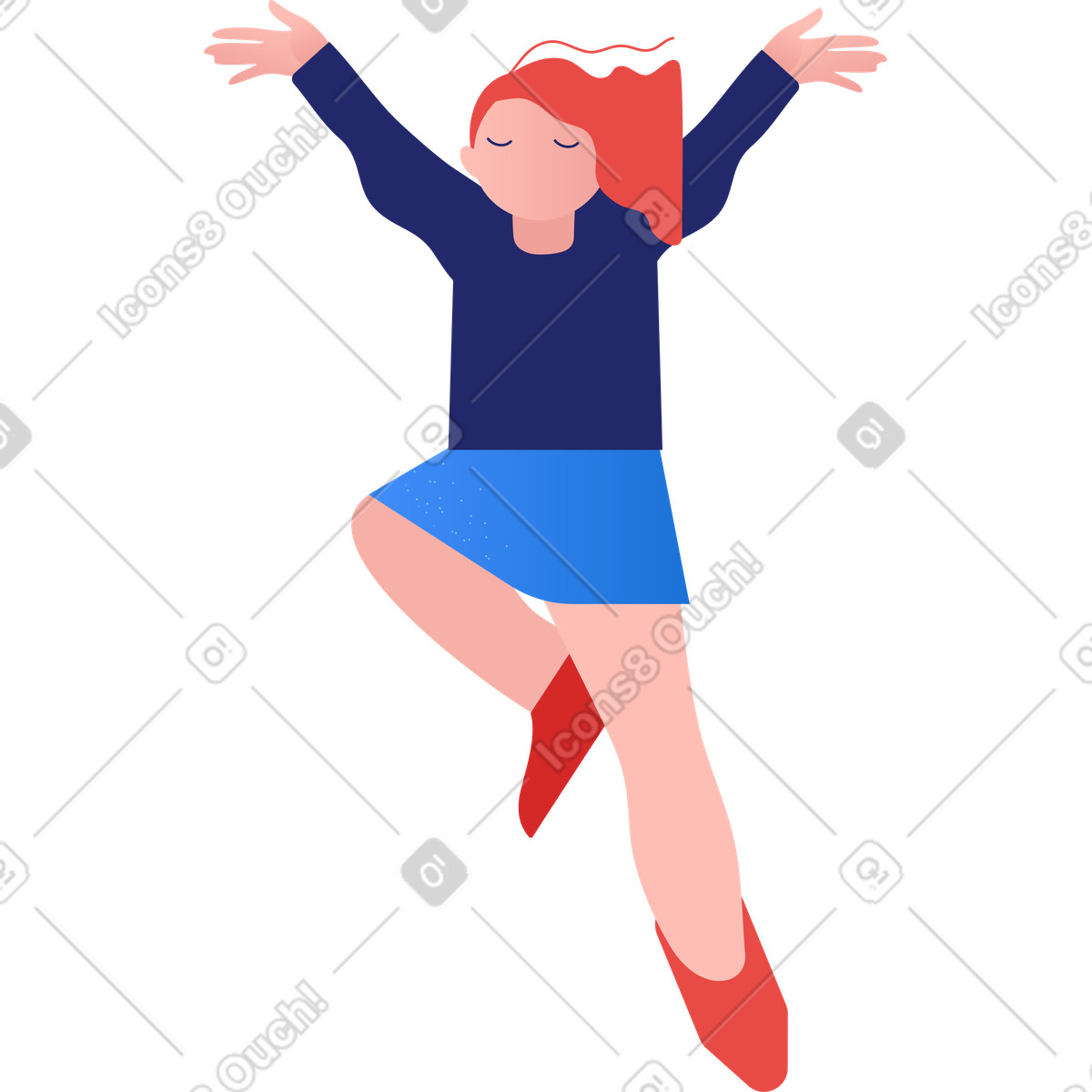 下载 Clip 风格的 跳跃的女孩 插画，支持 PNG、SVG 格式