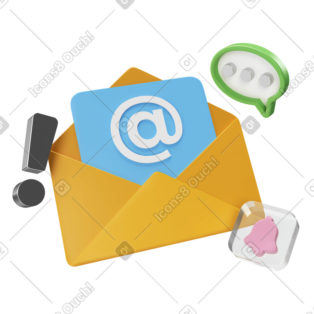 Email marketing and newsletter with new message illustration in PNG, SVG