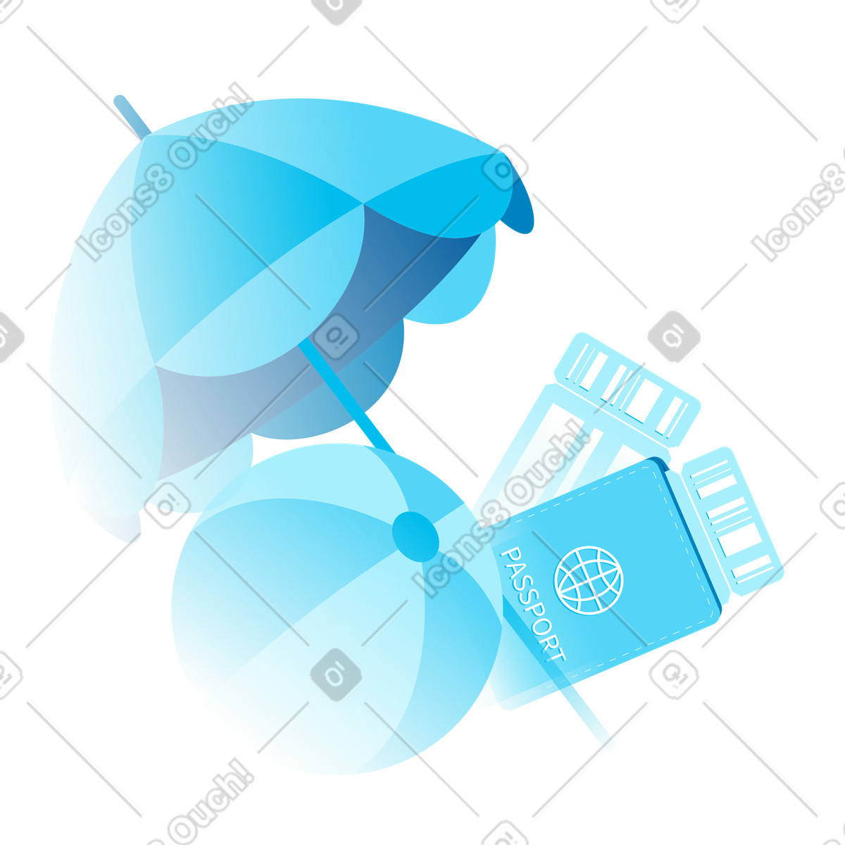 Summer Trip Essentials illustration in Icy style download in PNG, SVG