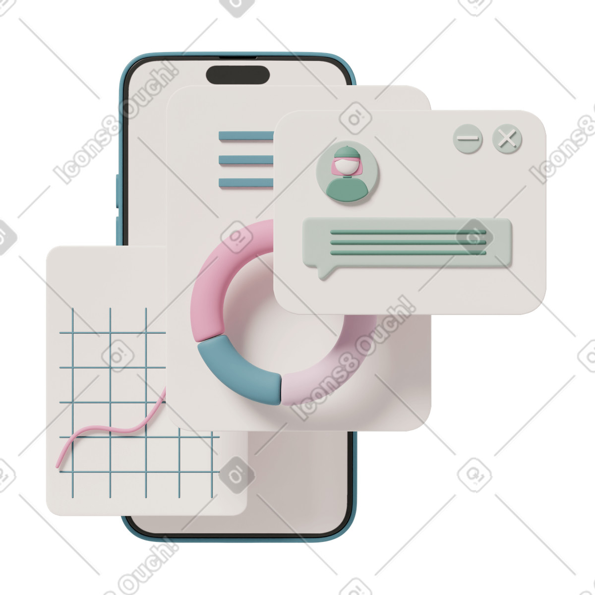 Statistics illustrazione in stile 3D Casual life scarica in PNG, SVG