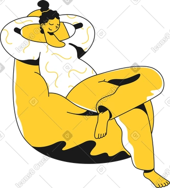 Girl relaxing in puff chair PNG, SVG