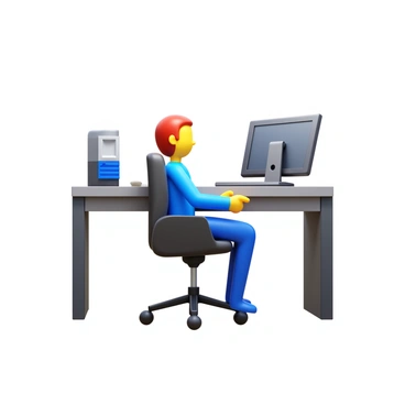 A wheeled office chair with a sleek design, featuring a padded seat and backrest. The chair is positioned on a smooth office floor and has four wheels beneath it. An individual is seated in the chair, showing a relaxed posture with arms resting on the sides. The surroundings include a modern office setting, with a desk and computer equipment nearby. The wheels of the chair are not in motion, highlighting the effect of static friction in this scenario.