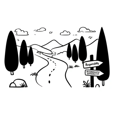 A long road labeled 'Responsibility' stretching towards the horizon