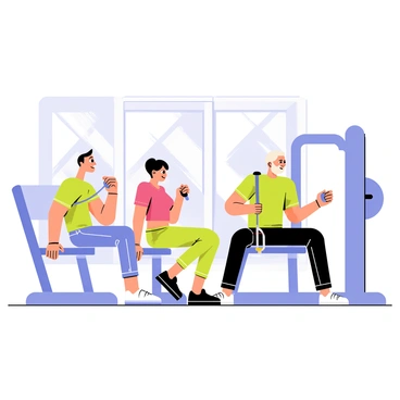 A gym interior featuring a cable row machine with various gym-goers performing different variations of the seated cable row exercise. One individual, a muscular man, is using a wide grip on the cable handle while pulling it towards his chest. Another gym-goer, a fit woman, is performing the exercise with a narrow grip, focusing on her form. A third person, an older gentleman, is using a single handle attachment and leaning slightly backward for a different angle of pull. The background shows gym equipment and a large mirror reflecting their actions. Each individual exhibits distinct body types and clothing styles, making the scene dynamic and diverse.