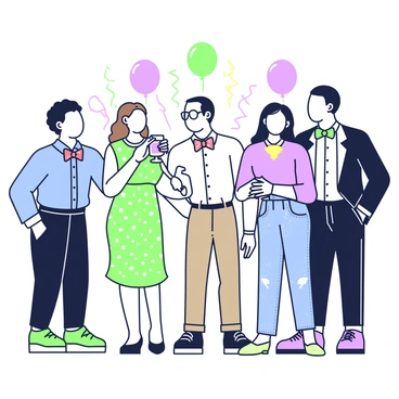 A group of people at a party, each wearing colorful bow ties