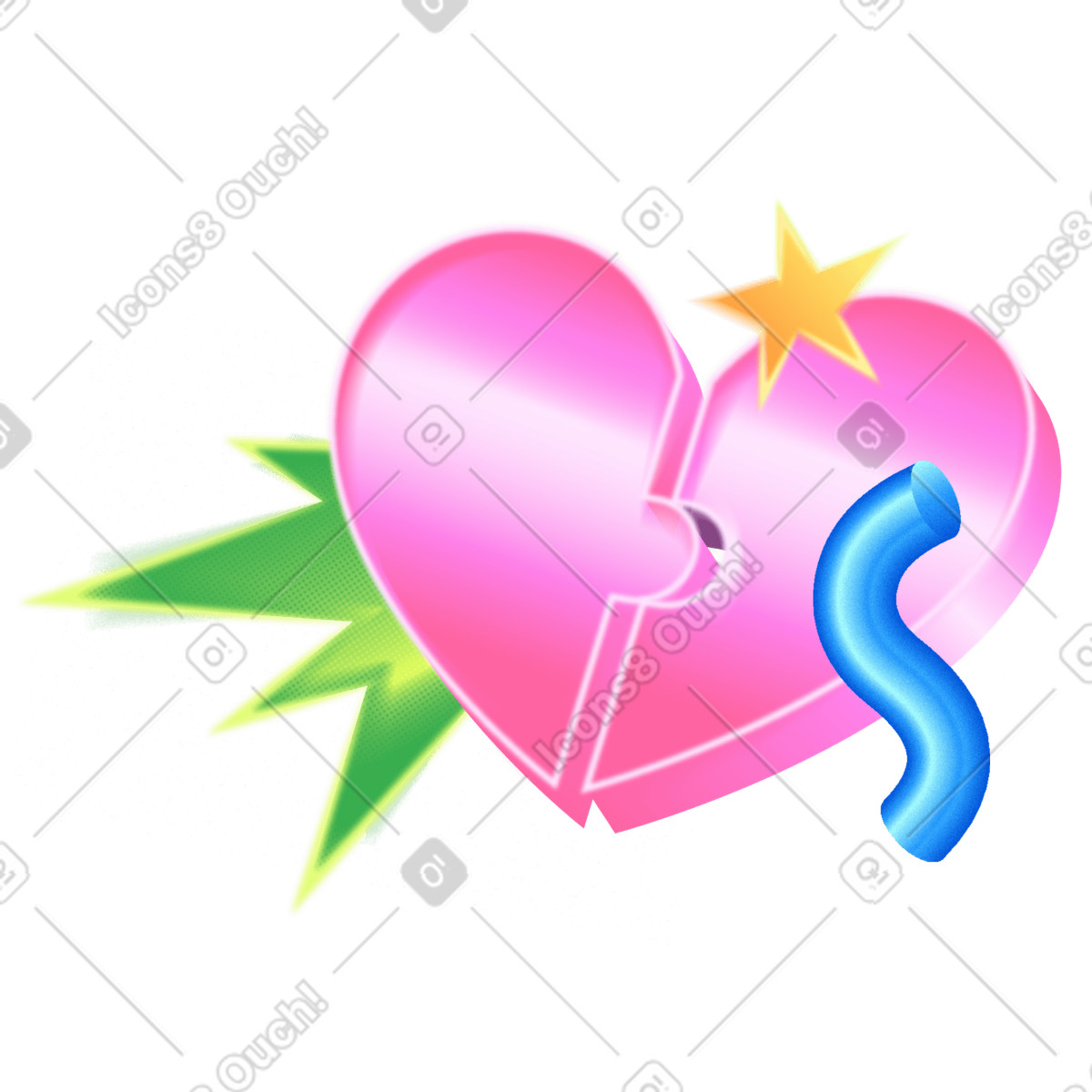 Two puzzle pieces heart and decorations illustration in PNG, SVG
