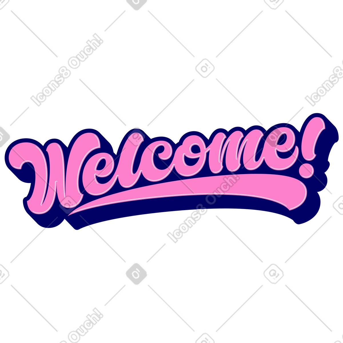 Lettering welcome! with shadows text illustration cartoon clipart for SVG graphics