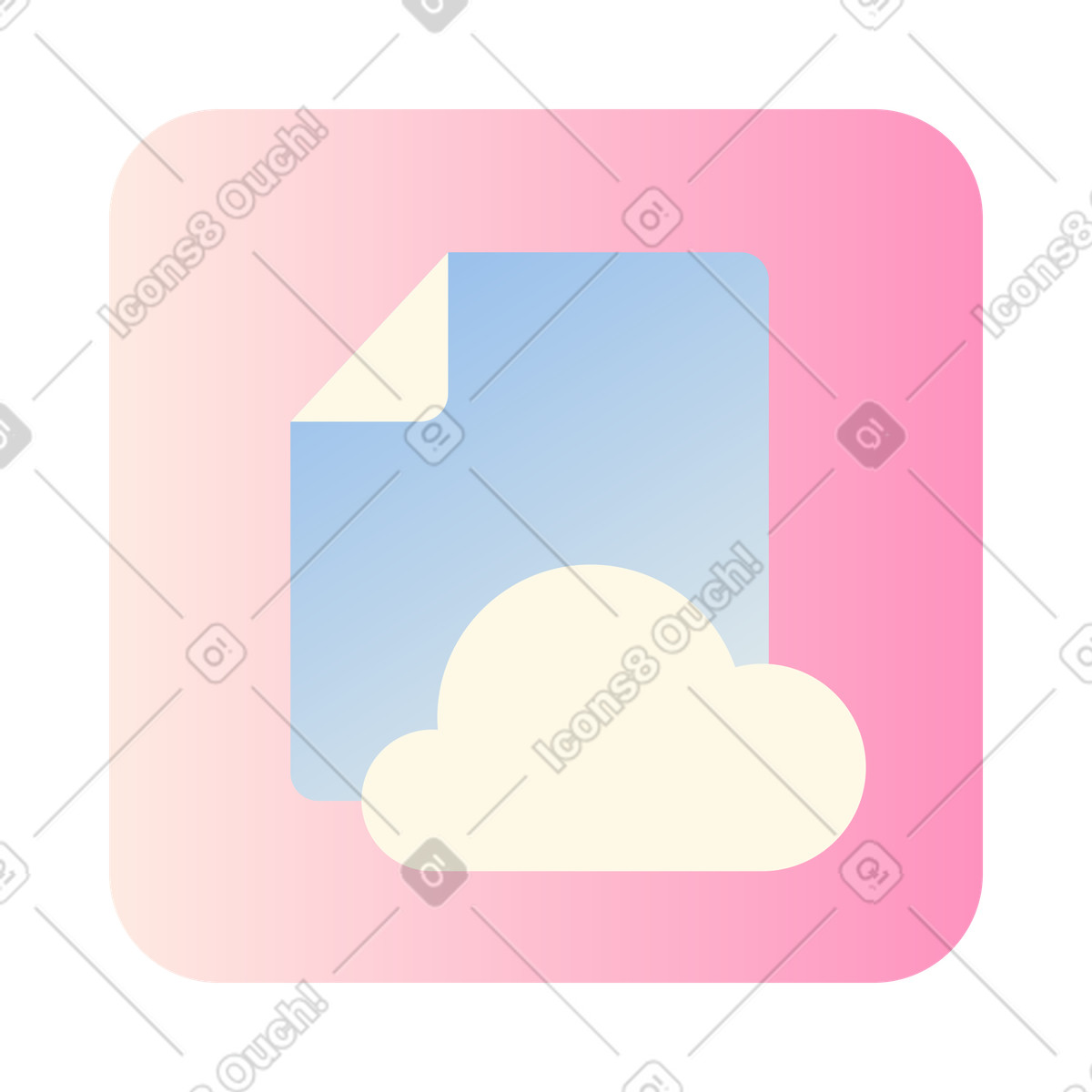Illustration Stockage cloud avec icône de fichier dans le style Beam à télécharger aux formats PNG, SVG