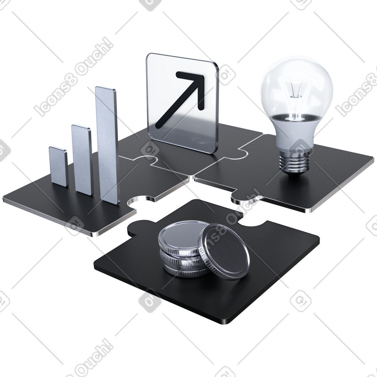 Projektmanagementstrategie, workflow-planungsrahmen, budget- und leistungsverfolgung-Illustration im 3D Pro-Stil als Download in PNG, SVG