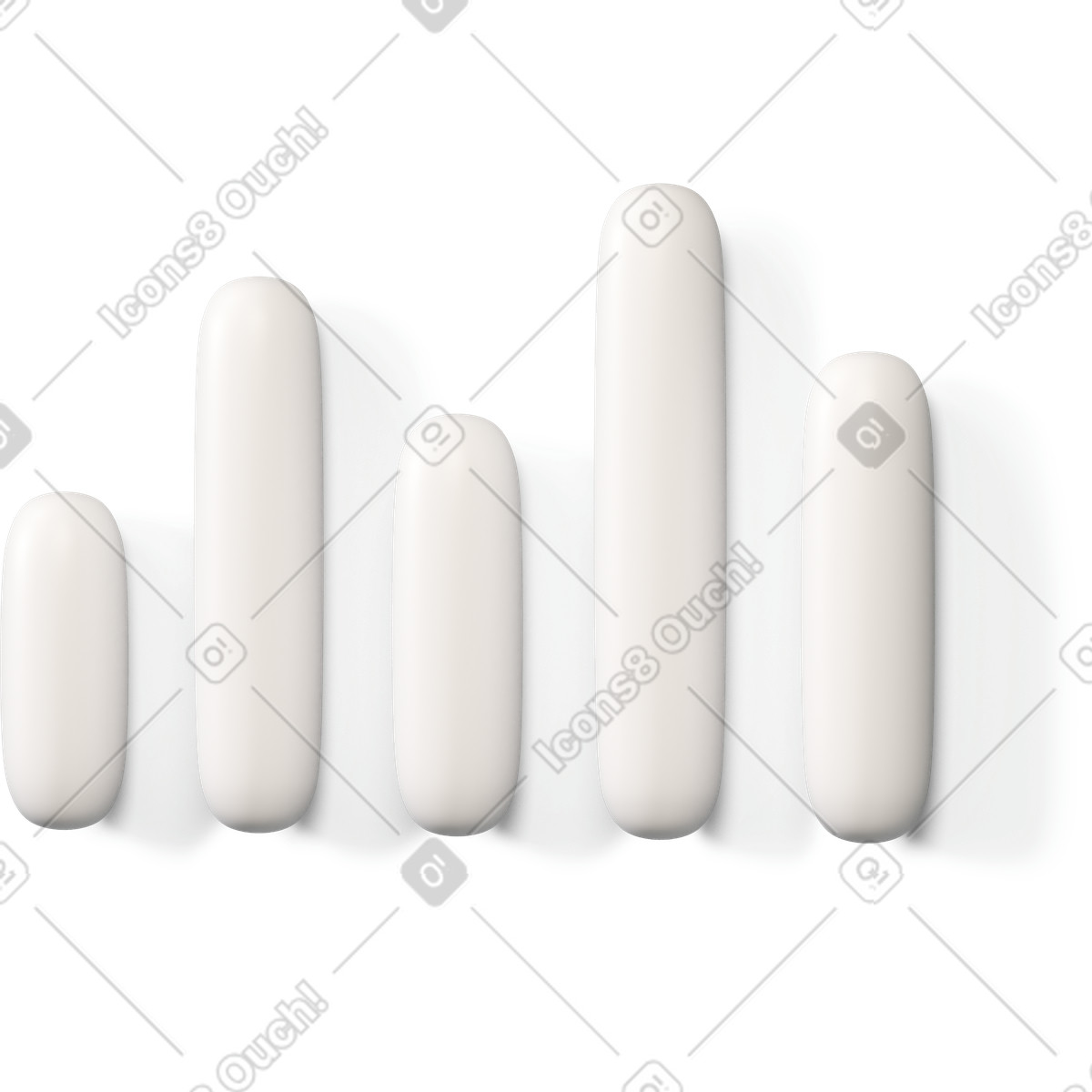 Ilustração de Ícone gráfico barras branco em no estilo 3D Buddy para baixar em PNG, SVG