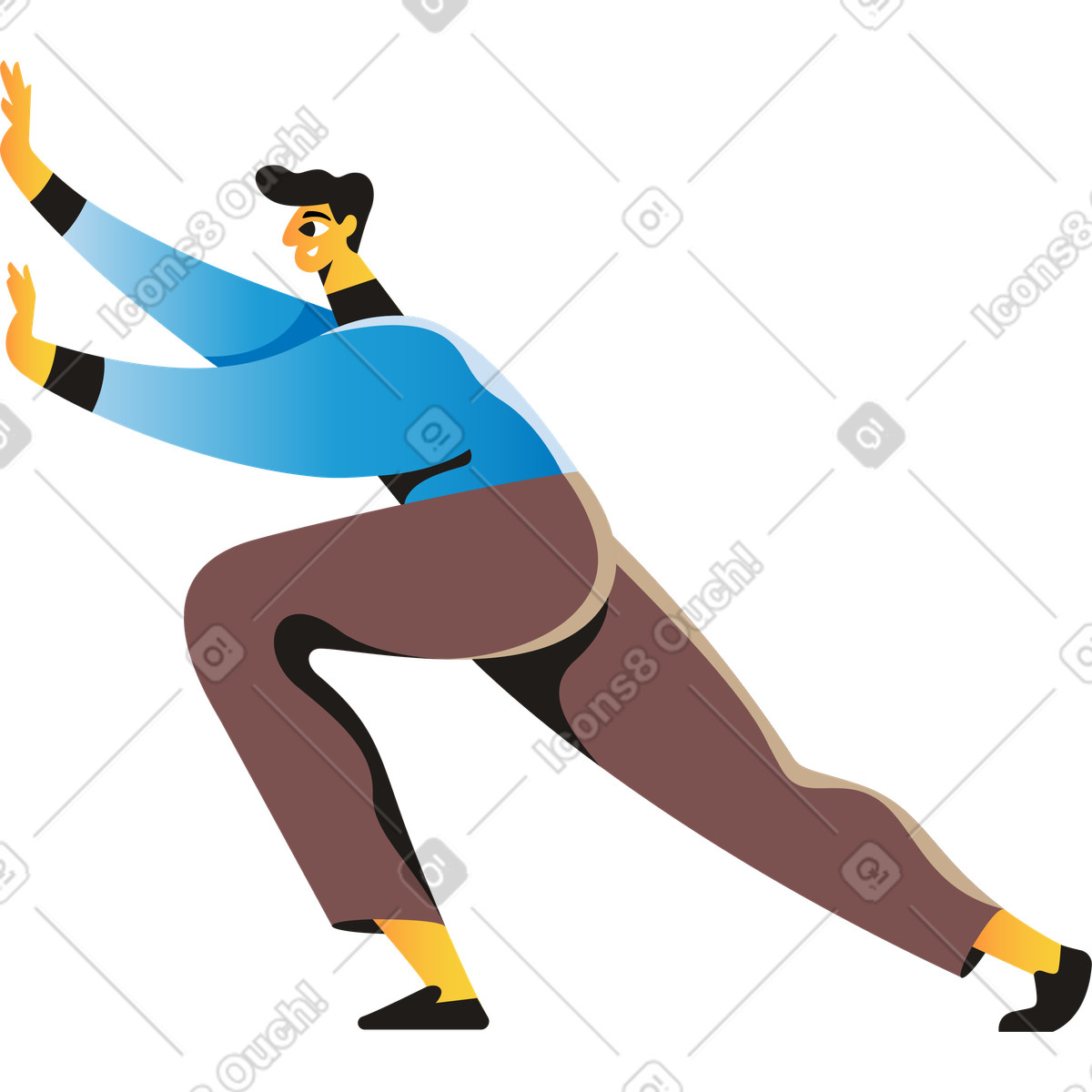 Uomo illustrazione animata in stile Jaconda scaricabile in GIF, Lottie (JSON), AE