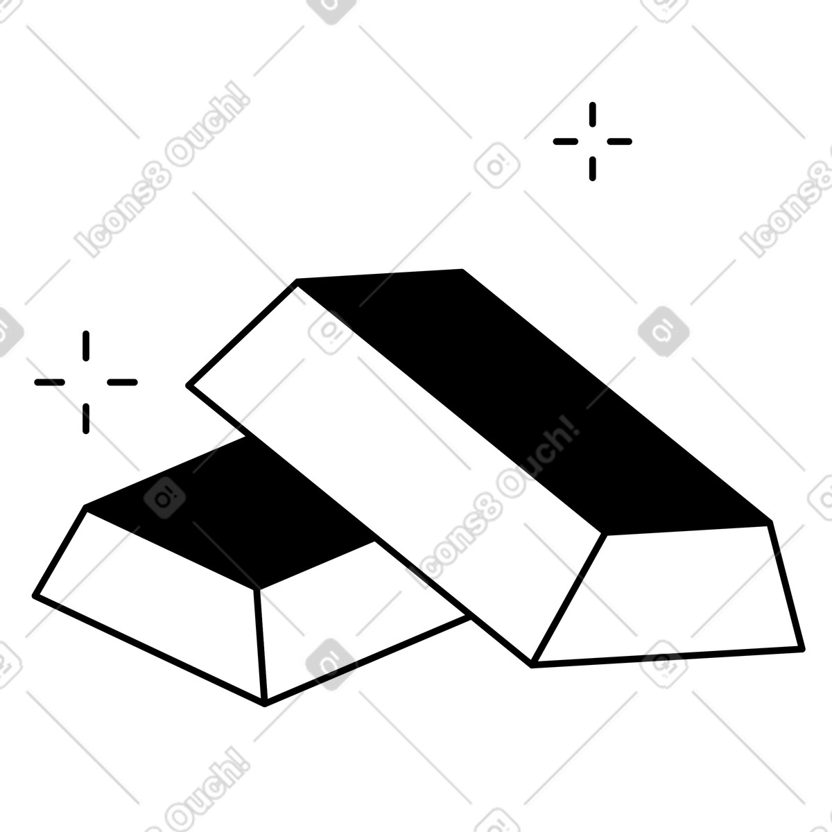 Ilustração de Gold bars stacked together with sparkles indicating wealth and investment em no estilo Notion Line Art para baixar em PNG, SVG