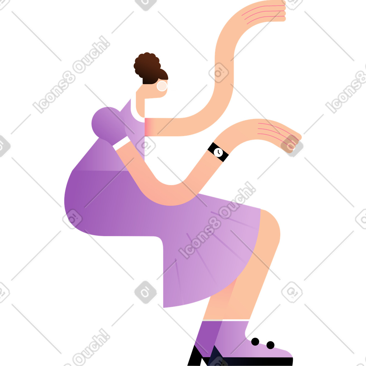 Wavy スタイルの 座っている女性 のイラストをPNG、SVG形式でダウンロード