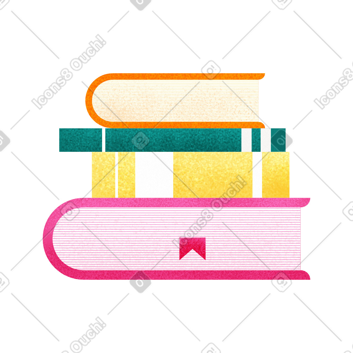 下载 Willowy 风格的 Stack of multicolored books 插画，支持 PNG、SVG 格式