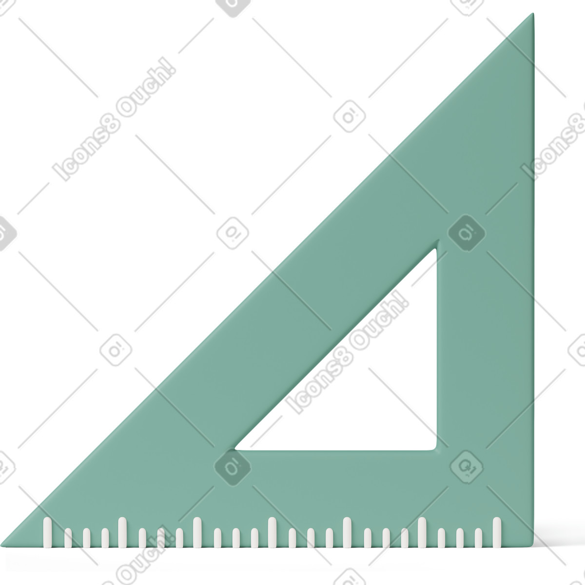 3D Casual life スタイルの Green triangular ruler のイラストをPNG、SVG形式でダウンロード