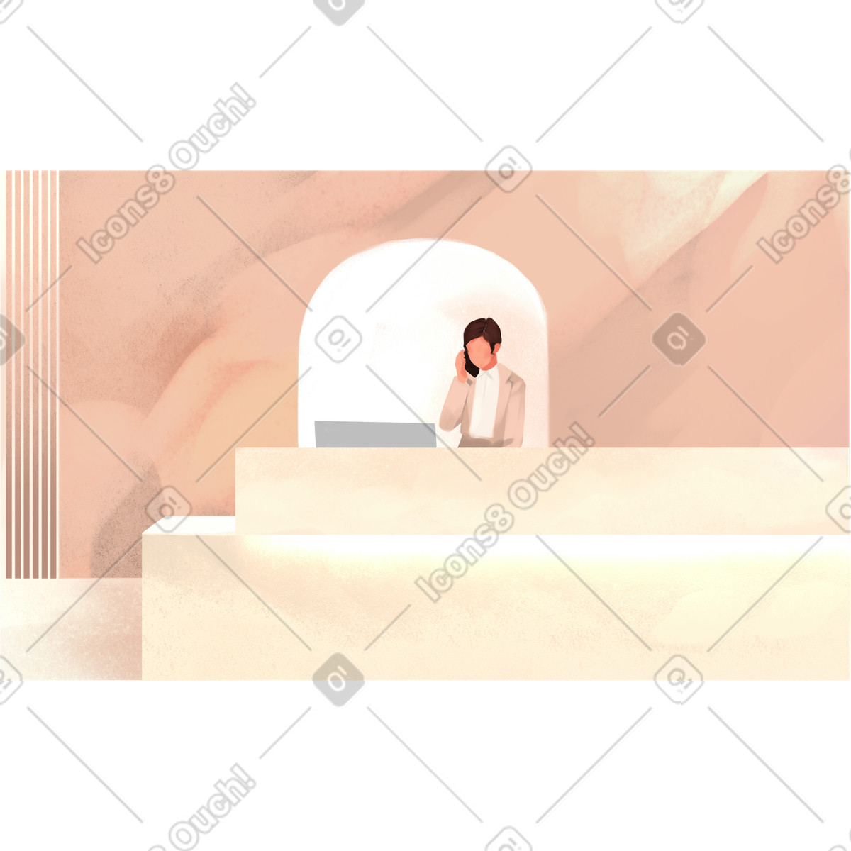 Demure スタイルの Hotel reception のイラストをPNG、SVG形式でダウンロード