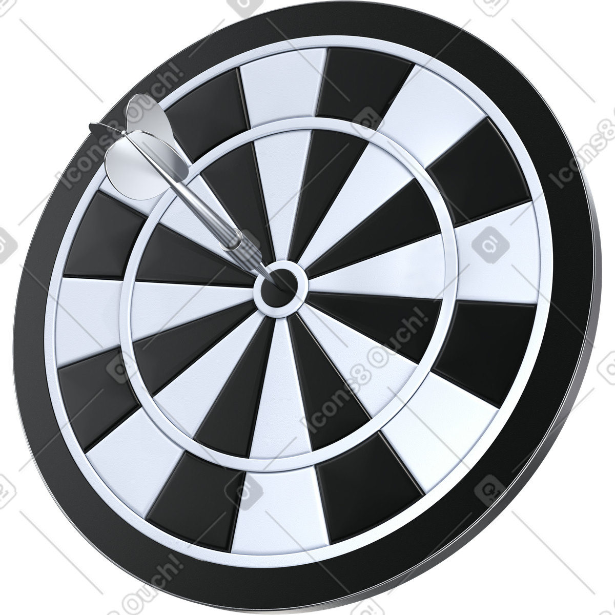 Target hit bullseye, performance success metric, KPI achievement symbol illustration in 3D Pro style download in PNG, SVG