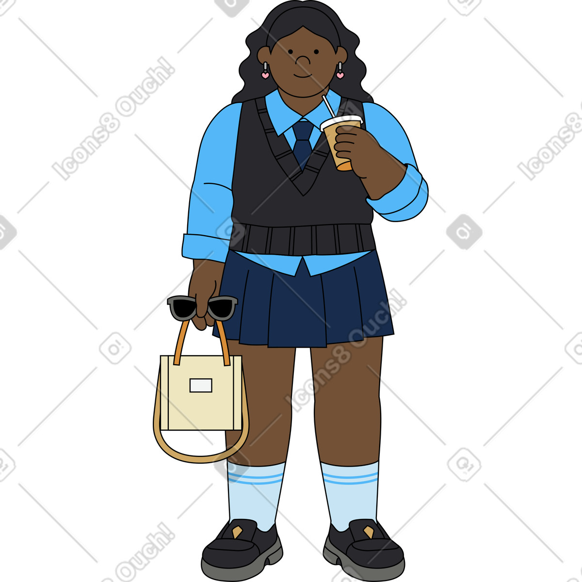 Junge frau im business-outfit-Illustration Kindy-Stil als Download in PNG, SVG