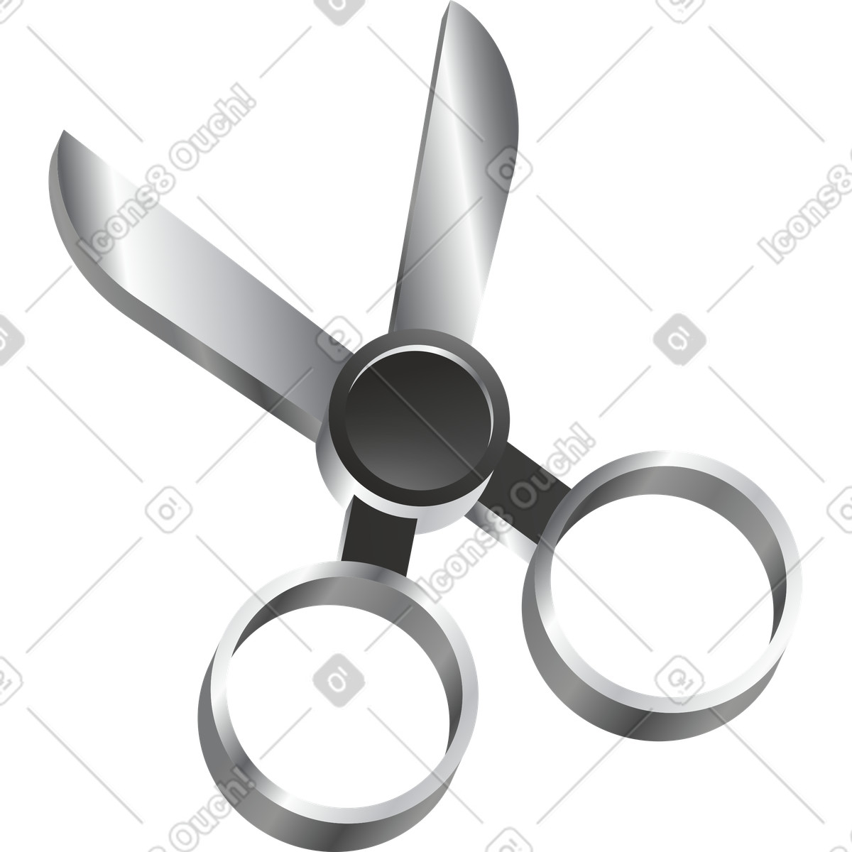 Illustration Scissors tool for cutting paper craft and office stationery tasks dans le style Token à télécharger aux formats PNG, SVG