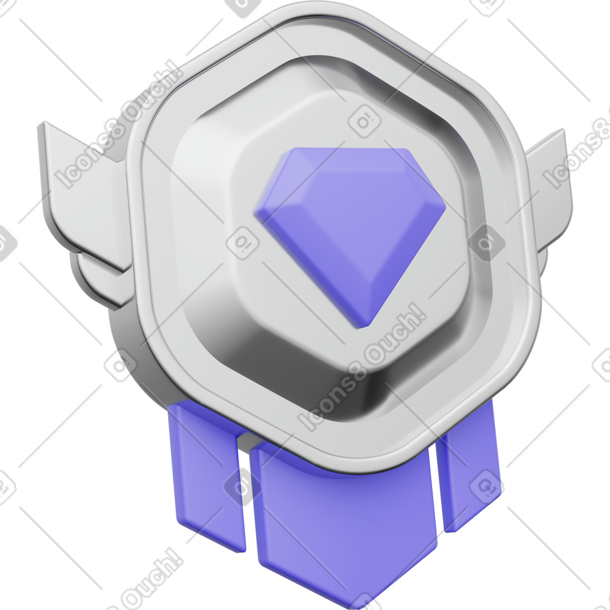 Elite status and high-value customer recognition diamond badge with wings illustration in 3D Playful style download in PNG, SVG