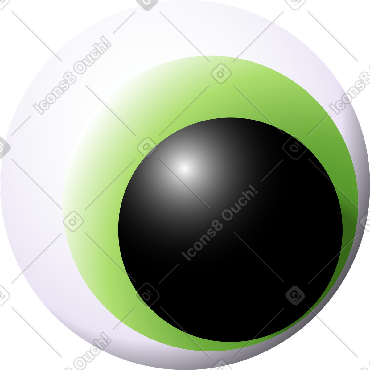 Ilustración Ojo verde en estilo Puffy a descargar en PNG y SVG