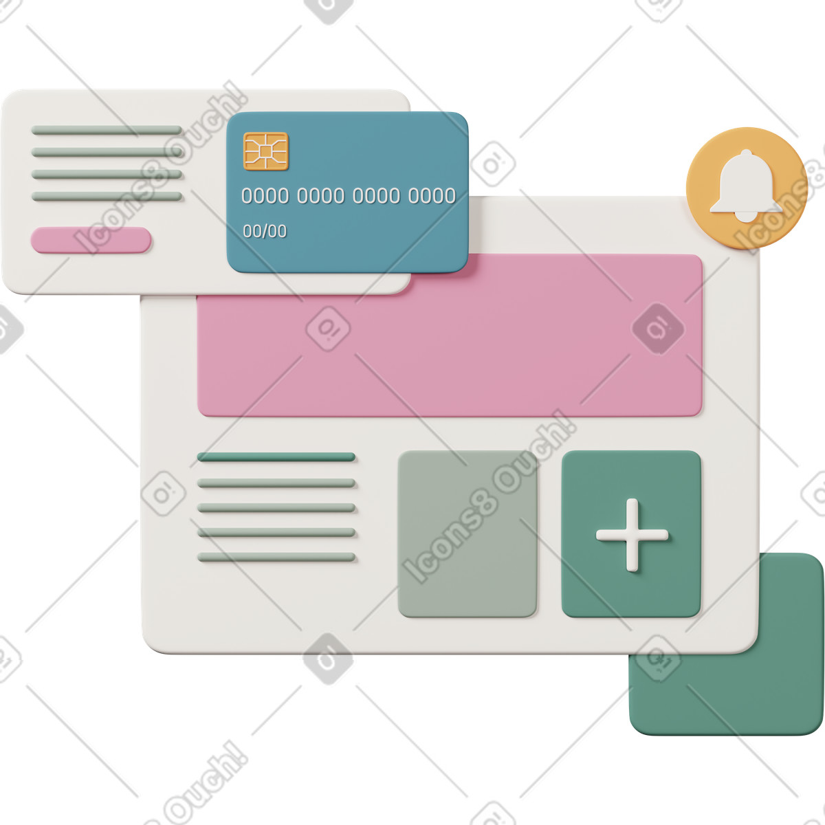 Digital subscription window-Illustration im 3D Casual life-Stil als Download in PNG, SVG