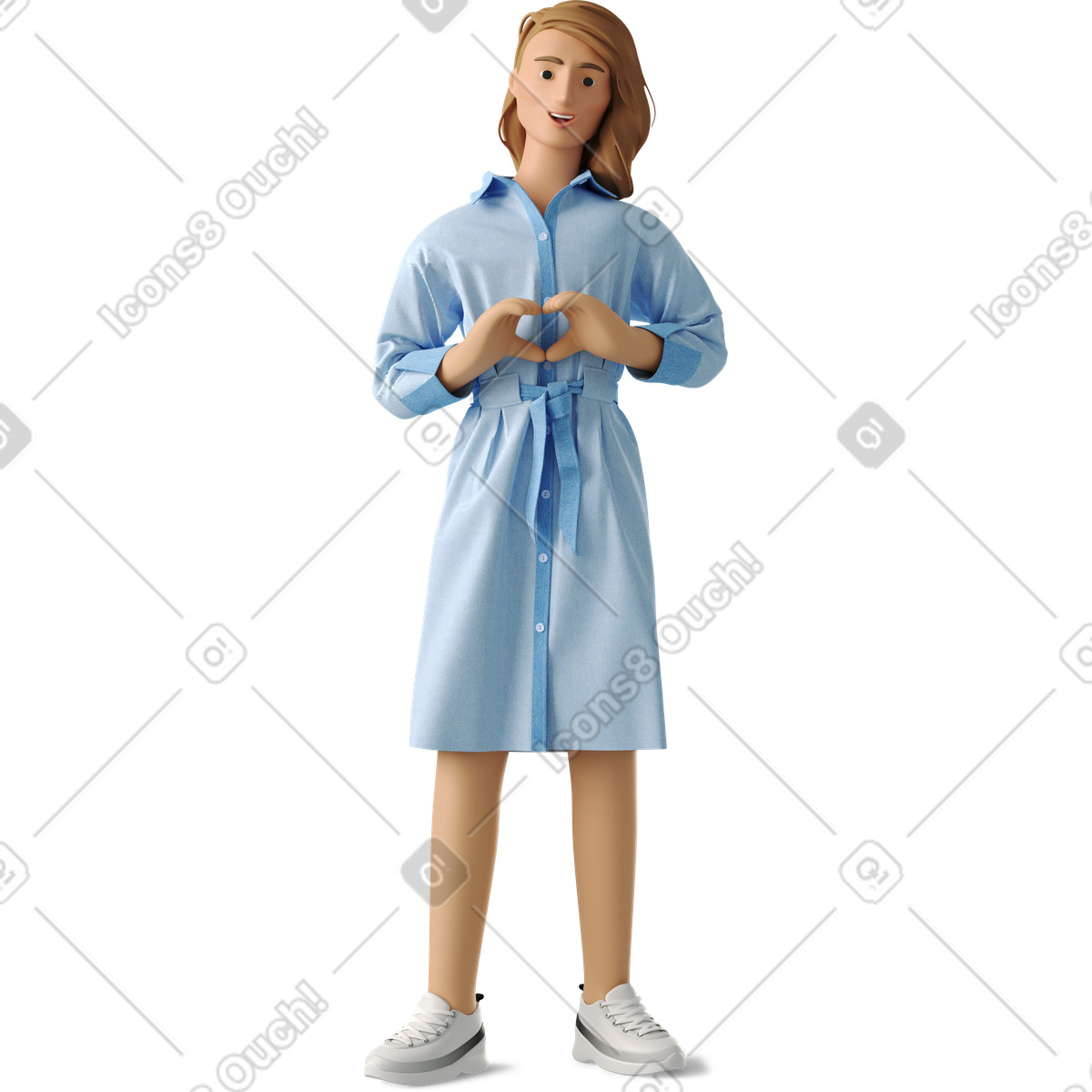 Non-binary person shows a heart with his hands-Illustration im 3D Business-Stil als Download in PNG, SVG