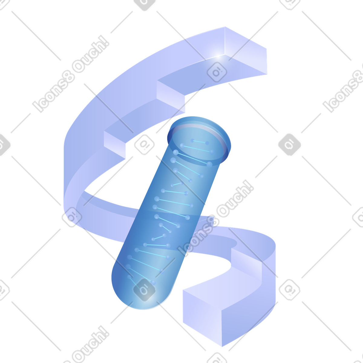 Test tube with DNA helix for genetic research and biotechnology illustrazione in stile Quantum scarica in PNG, SVG