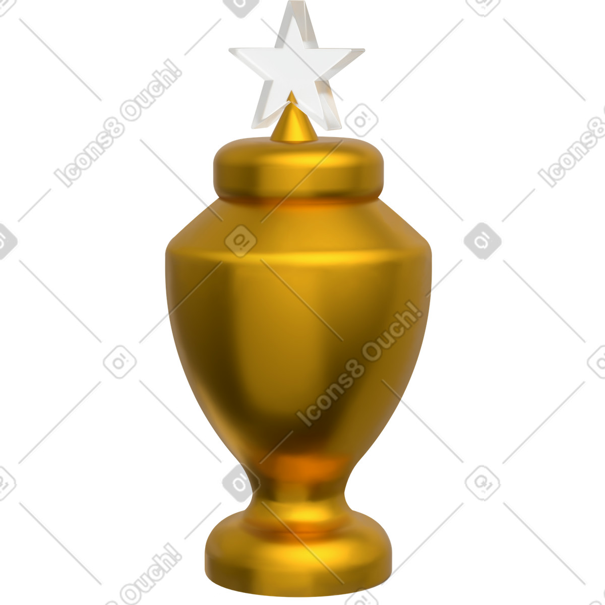 Ilustração de Golden trophy award for goal achievement and recognition em no estilo 3D Grid para baixar em PNG, SVG