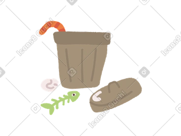Trash can with garbage lying around PNG, SVG