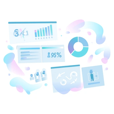 An illustrated infographic displaying statistics about a brand's impact. The infographic is divided into several sections, each featuring different statistics related to the brand. One section shows a large percentage symbol, with colorful bars representing growth over time. Another section includes icons of people, with numbers indicating the increase in customers served. A pie chart is visible, showcasing the brand's market share with vibrant color segments. Icons representing sustainability efforts are scattered throughout, with arrows indicating positive trends. The overall design utilizes gradient pastel colors to create a visually appealing presentation.