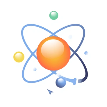 An atom is depicted in the center of the image, featuring a distinct spherical nucleus with protons and neutrons visible. Surrounding the nucleus are several electron shells, but one shell is noticeably missing an electron, indicating the ionization state. The atom is represented with vibrant colors, showcasing the nucleus in a bright orange hue, while the electron shells are illustrated in shades of blue. The space around the atom is filled with subtle gradients to enhance the visual dynamics. An arrow points towards the missing electron's position, emphasizing the concept of ionization.