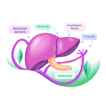 A modern pastel illustration of a human liver displayed prominently in the center. The liver is depicted with clear divisions showcasing its lobes: the left lobe, right lobe, and caudate lobe. Surrounding the liver are colorful depictions of the blood supply, including the hepatic artery and the portal vein, with arrows indicating blood flow. Small labels identify each lobe and blood vessel, using a soft, readable font. The liver texture is smooth, and the colors are soft and inviting, emphasizing the anatomical details.