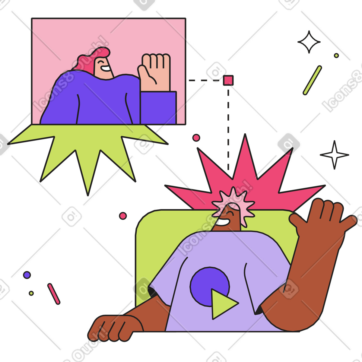 Colleghi che si uniscono per il lavoro di squadra illustrazione in stile Dazzle scarica in PNG, SVG