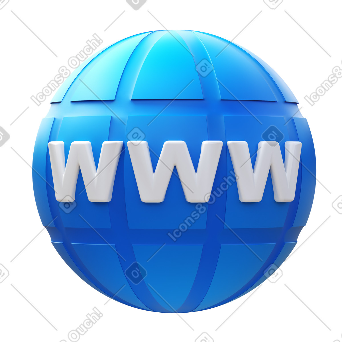 Ilustración Globo azul de la world wide web en estilo 3D Fluency a descargar en PNG y SVG